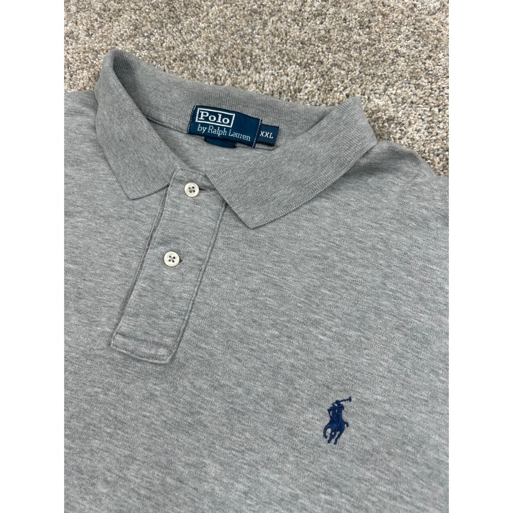 Polo Ralph Lauren Mens XXL Heather Gray Short Sleeve Cotton Polo Pony Logo #0811
